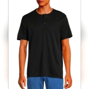 Kenneth Cole Men's Black Henley Shirt Slim Fit,  Size XL